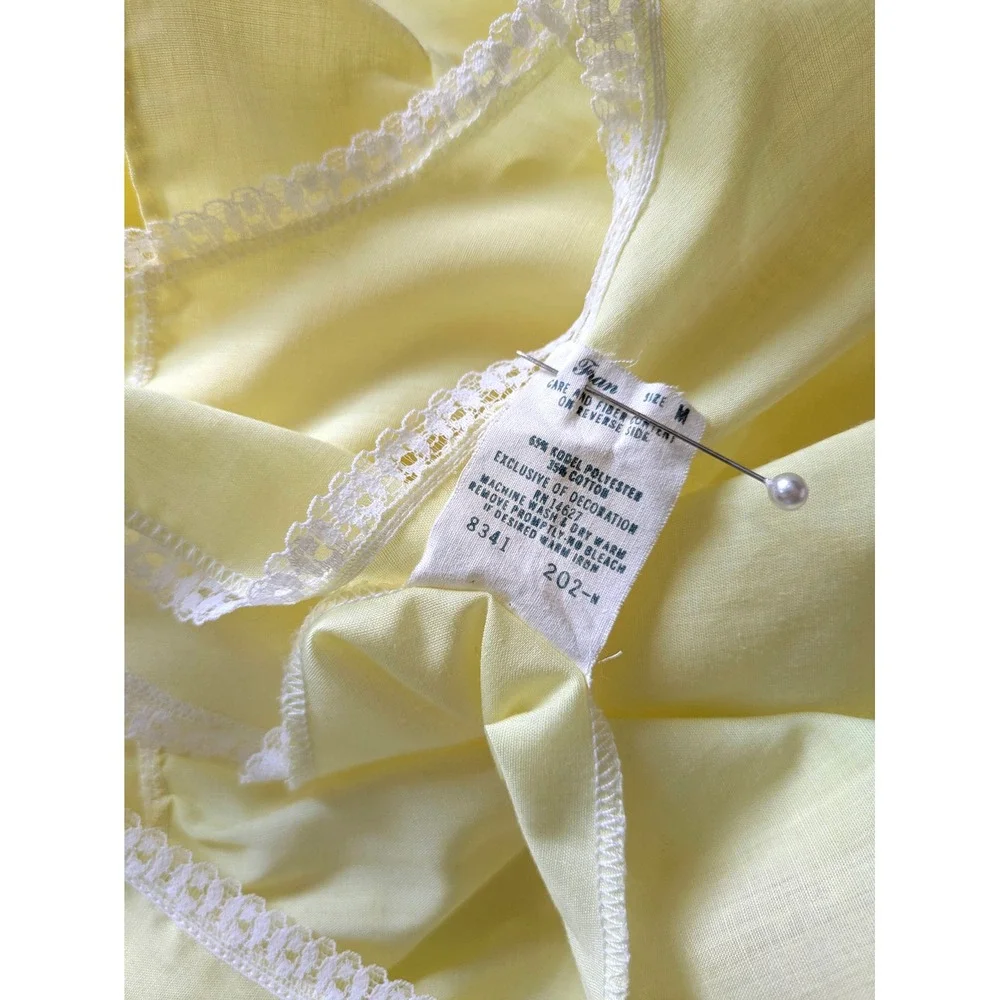 Vintage 70s Yellow Nightie M Coquette Cottagecore Lingerie Babydoll‎ Nightie